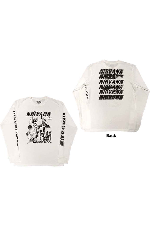 Nirvana Unisex Long Sleeve T-Shirt: Incesticide (Back & Sleeve Print) (X-Large)