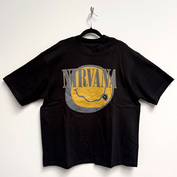 Nirvana Unisex Oversized Boxy T-Shirt Evergreen (Black) (XX-Large)