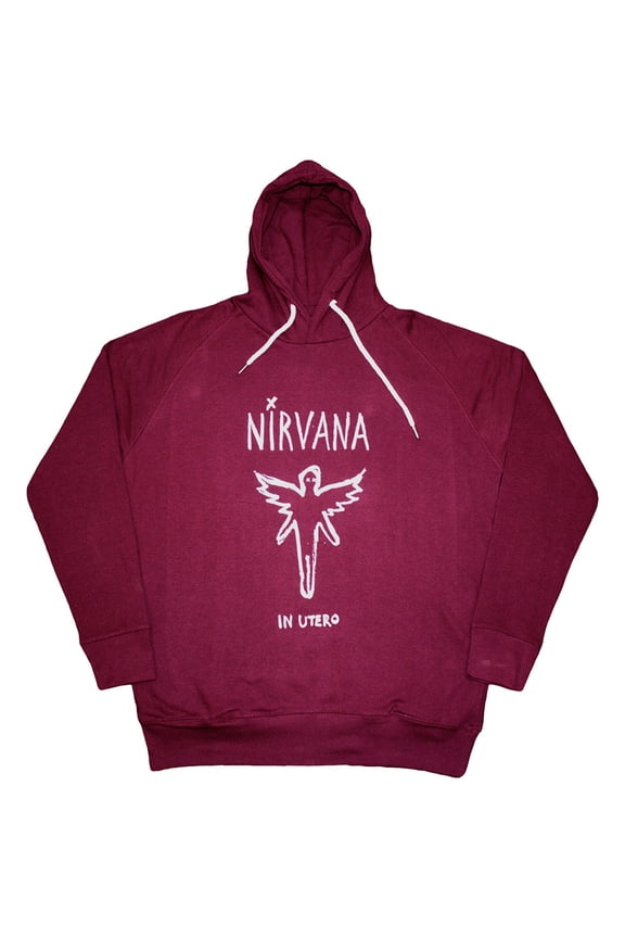Nirvana Unisex Pullover Hoodie Sweatshirt In Utero Outline (Maroon Red) (Large)