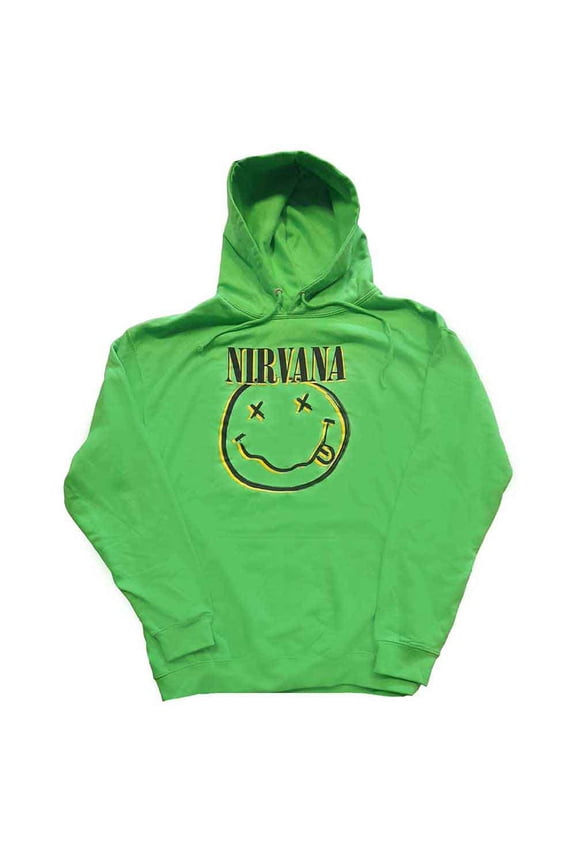 Nirvana Unisex Pullover Hoodie Sweatshirt Inverse Happy Face (Green)