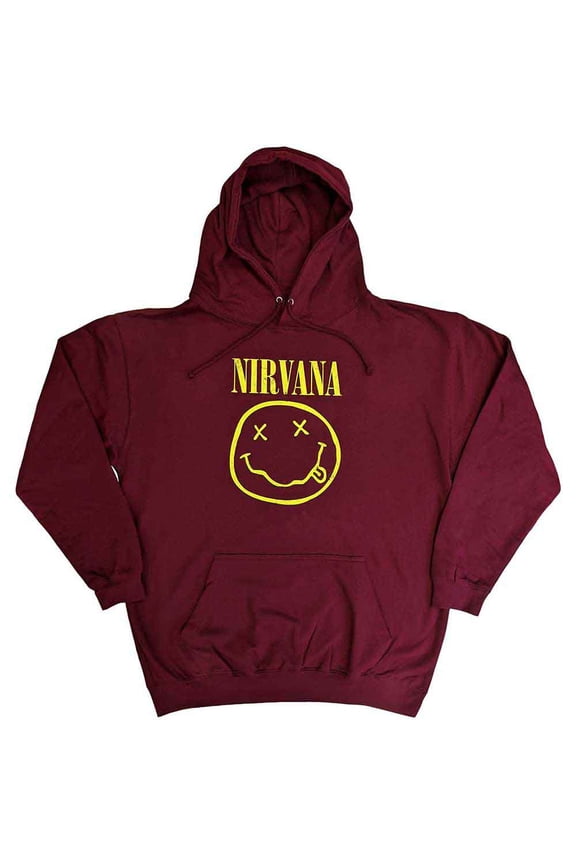 Nirvana Unisex Pullover Hoodie Sweatshirt Yellow Smiley (Small)