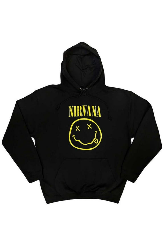 Nirvana Unisex Pullover Hoodie Sweatshirt Yellow Smiley (Small)