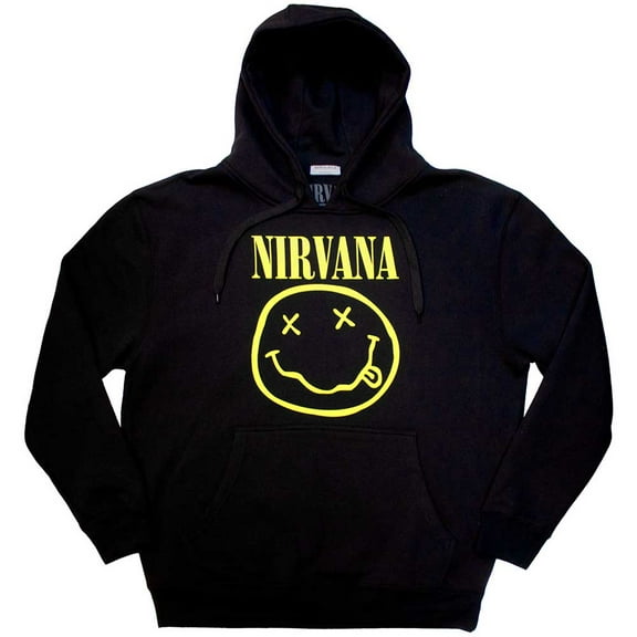 Nirvana Unisex Pullover Hoodie Sweatshirt Yellow Smiley (X-Large)