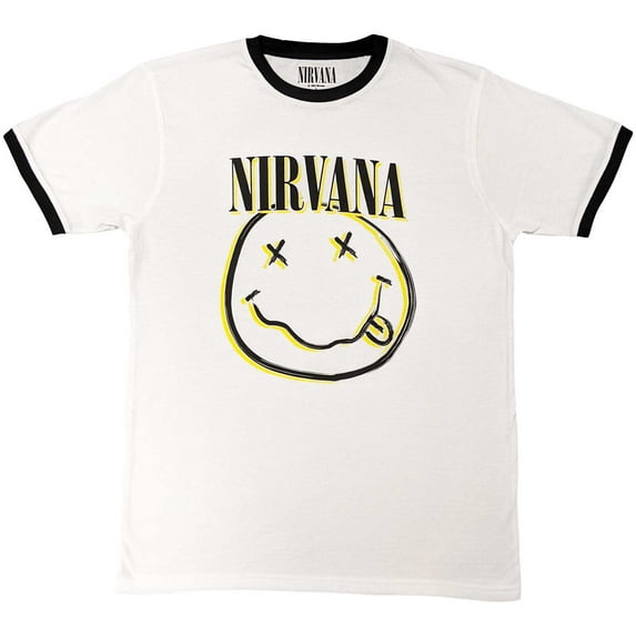 Nirvana Unisex Ringer T-Shirt: Double Happy Face (XX-Large)