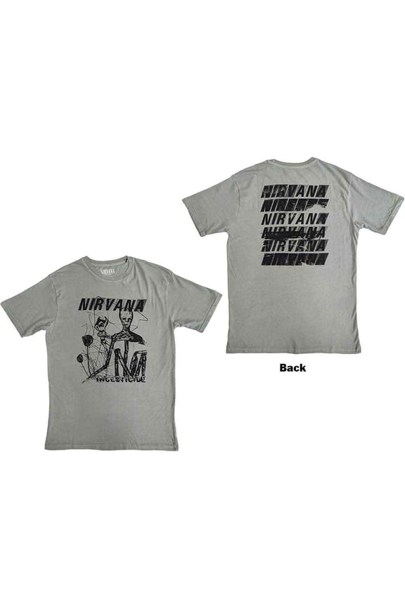 Nirvana Unisex T-Shirt: Incesticide Stacked Logo (Back Print) (Medium)