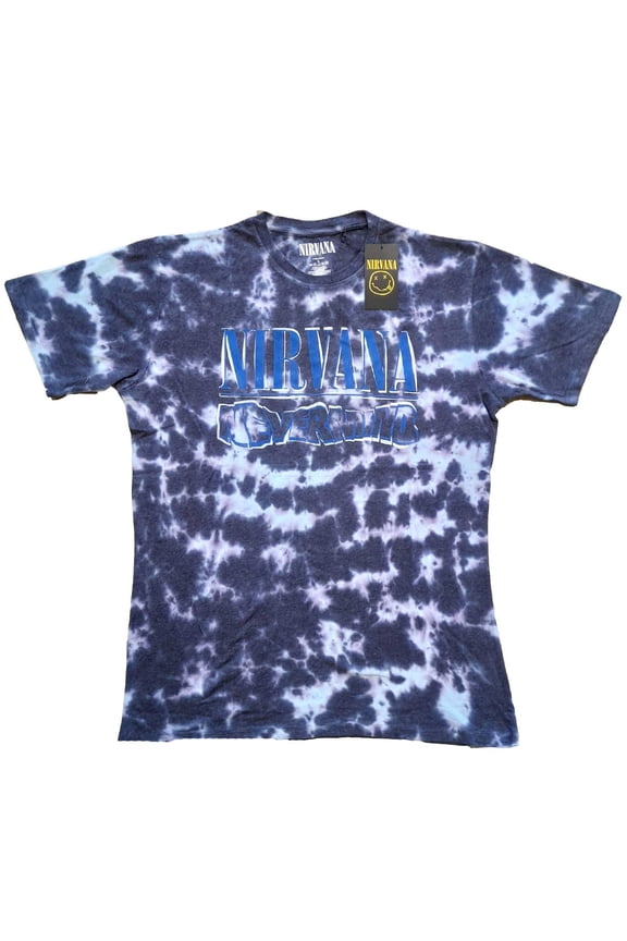 Nirvana Unisex T-Shirt Nevermind Wavy Logo (Wash Collection) (Large)