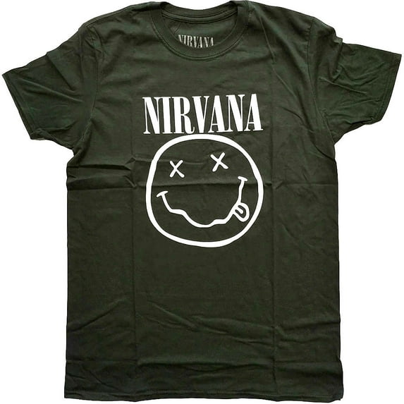 Nirvana Unisex T-Shirt White Smiley (XX-Large)