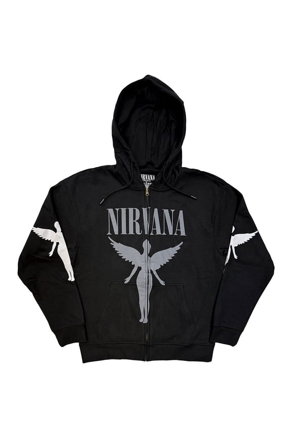 Nirvana Unisex Zipped Hoodie Sweatshirt In Utero Mono (Charcoal Grey)