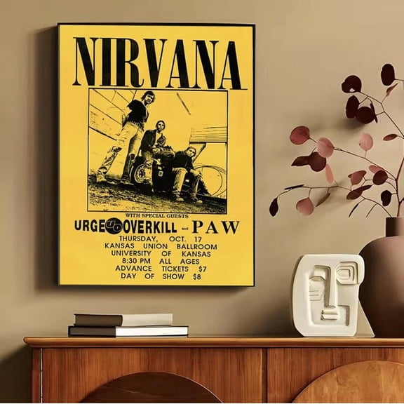Nirvana Vintage Concert Poster Classic Grunge Rock Band Wall Art Size 24x36 Unframed Poster
