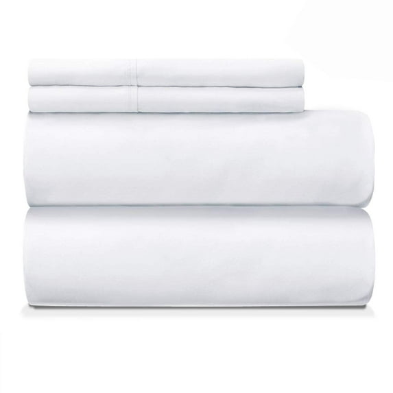 Nisaki Cotton Queen Size Bed Sheets Set White, 100% Long Staple Combed Cotton Sheets with 15 inch Deep Pocket (White Queen Bed Sheet Set)