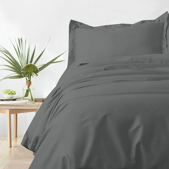 Nisaki Cotton Twin Duvet Cover Dark Grey, 100% Long Staple Combed Cotton Comforter Cover Twin Size with Hidden Button Closure ( Duvet Cover Twin/ Twin XL)