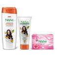 thumbnail image 1 of Nisha Bath Care Combo - Almond & Olive Actives Shampoo & Conditioner 180ml for Smooth Soft Silky Hair + Luxury Exotic Rose Soap 3.53 oz, 1 of 6