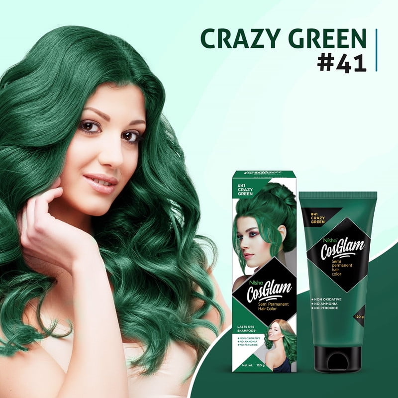 Nisha Cosglam Semi Permanent Green Hair Color Dye, Full