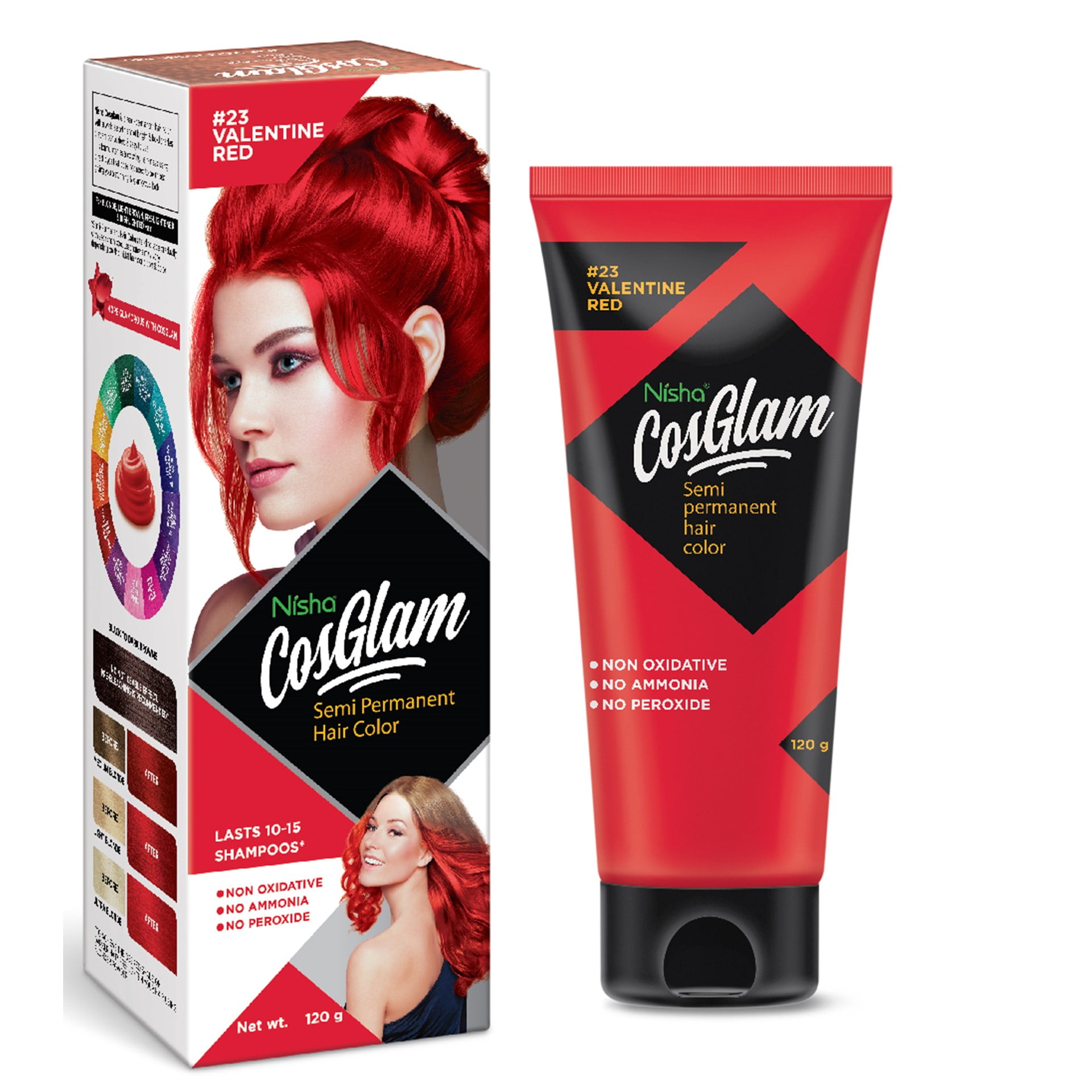 Nisha Cosglam Unisex Semi Permanent Red Hair Color Dye, 4.06 oz (23