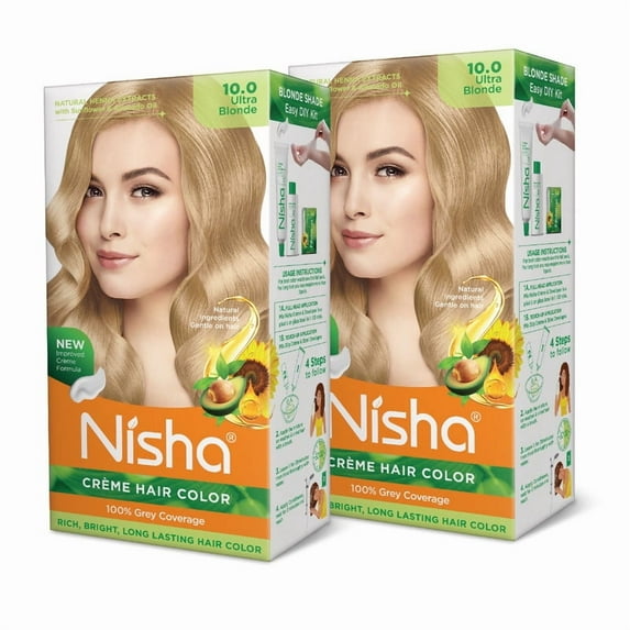 Nisha Creme Hair Color | Permanent Long Lasting Blonde Hair Dye Color Kit | Ultra Blonde | 5.07 Oz (Pack Of 2)
