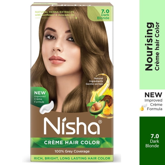 Nisha Creme Hair Color | Permanent Long Lasting Blonde Hair Dye Color Kit | Dark Blonde | 5.07 Oz