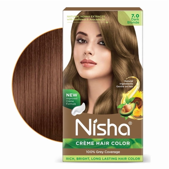 Nisha Creme Hair Color | Permanent Long Lasting Blonde Hair Dye Color Kit | Dark Blonde | 5.07 Oz