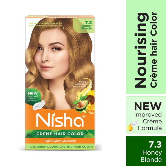 Nisha Creme Hair Color | Permanent Long Lasting Blonde Hair Dye Color Kit | Honey Blonde | 5.07 Oz