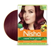 Nisha Creme Hair Color | Permanent Long Lasting Burgundy Hair Dye Colour Kit | Burgundy | Mini Box 40gm / 1.35 Oz