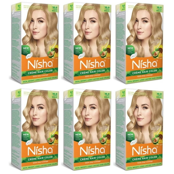 Nisha Crème Hair Color, Permanent Long-Lasting Blonde Hair Dye Color, Ultra Blonde, 5.29 oz (Pack of 6)