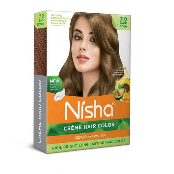 Nisha Creme Hair Color | Permanent Long Lasting Blonde Hair Dye Colour Kit | Dark Blonde | Mini Box 40gm / 1.35 Oz