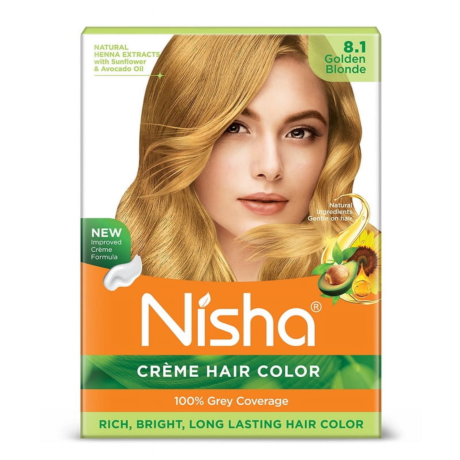Nisha Creme Hair Color, Permanent Blonde Hair Dye Color, 100% Grey ...