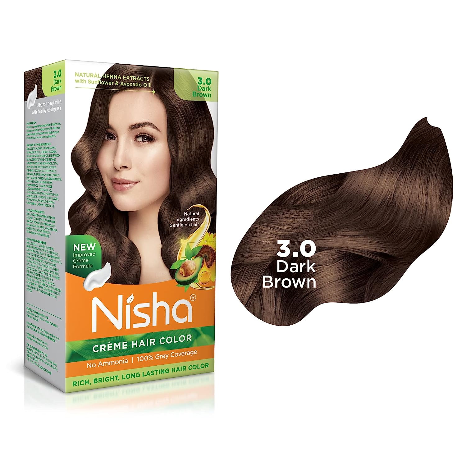 Nisha Creme Hair Color, Permanent Brown Hair Dye Color, Shine & Silky