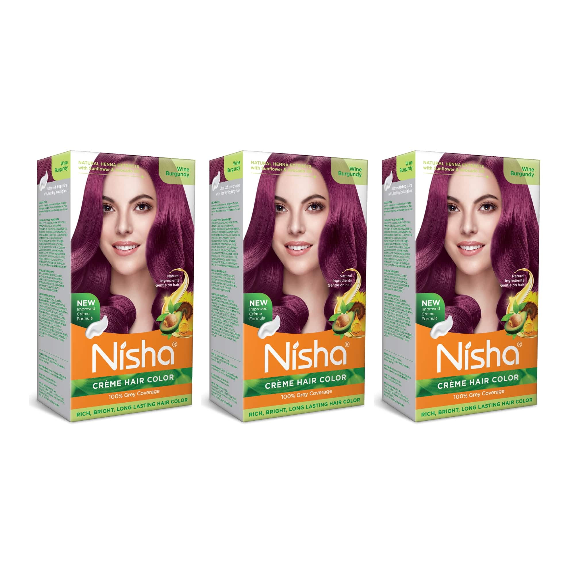 Nisha Creme Hair Color, Permanent Burgundy Hair Dye Color, Wine