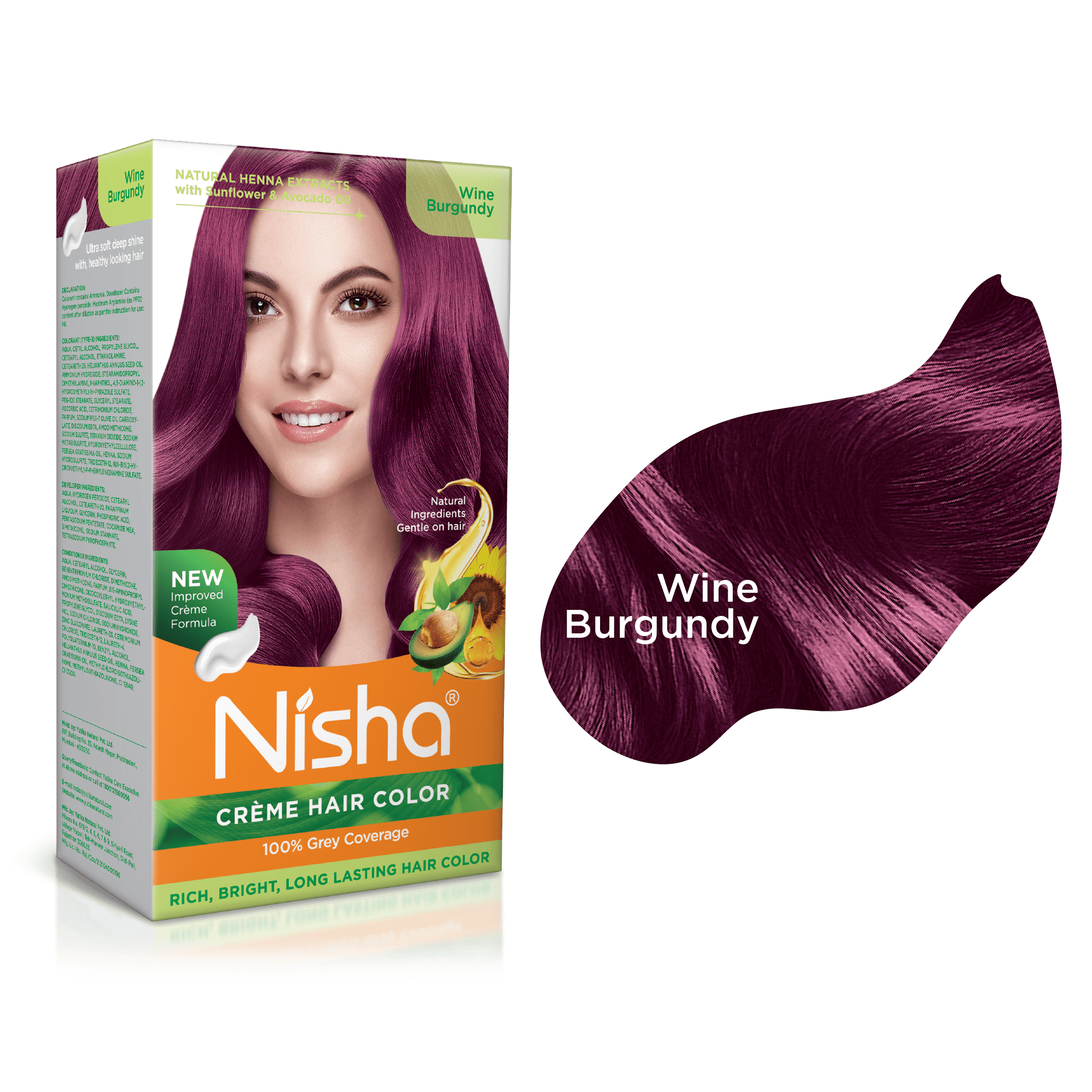 Nisha Creme Hair Color, Permanent Burgundy Hair Dye Color, Wine