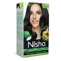 Nisha Creme Hair Color | Permanent Long Lasting Black Hair Dye Color Kit | Natural Black | 4.05 Oz
