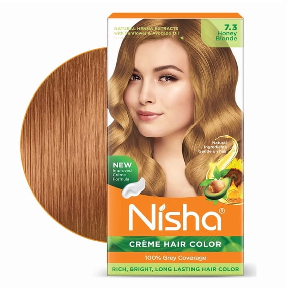 Nisha Creme Hair Color | Permanent Long Lasting Blonde Hair Dye Color Kit | Honey Blonde | 5.07 Oz