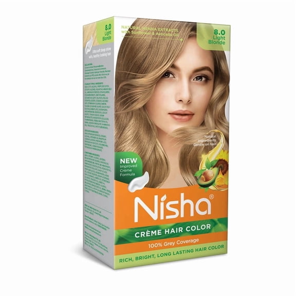 Nisha Creme Hair Color | Permanent Long Lasting Blonde Hair Dye Color Kit | Light Blonde | 5.07 Oz
