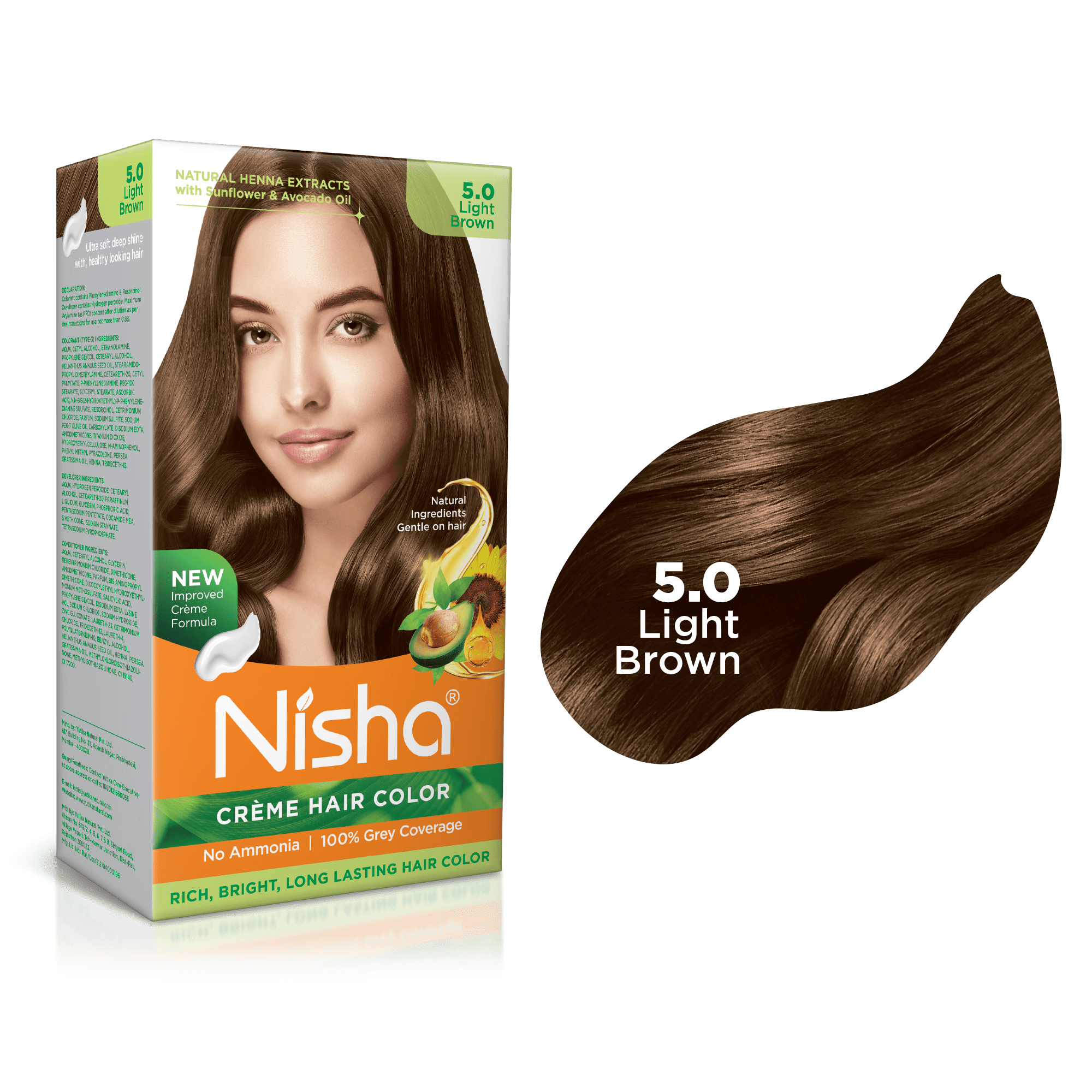 Nisha Creme Hair Color, Permanent LongLasting Brown Hair Dye Color, No