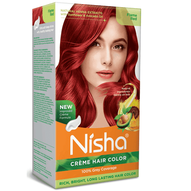 Nisha Creme Hair Color, Permanent Long-Lasting Red Hair Dye Color Kit, Flame Red, 5.29 oz
