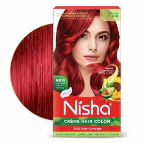 Nisha Creme Hair Color | Permanent Long Lasting Red Hair Dye Color Kit | Flame Red | 5.07 Oz