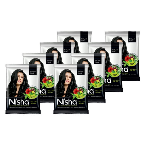 Nisha Natural Henna Based Permanent Black Hair Color Dye, Natural Black ...