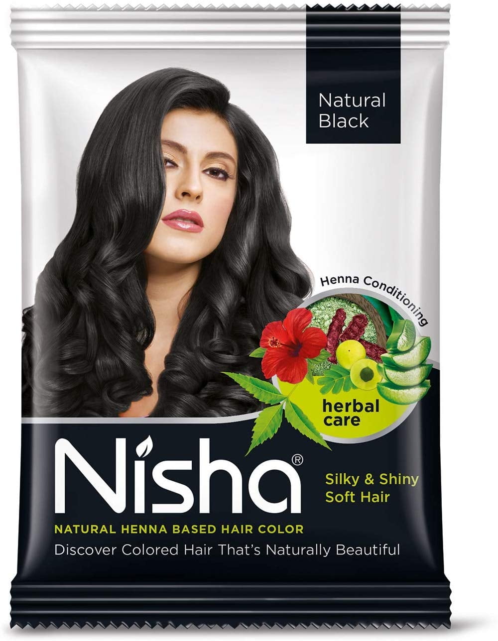Nisha Pack 10 Natural Henna Based Permanent Black Hair Color Dye, 100