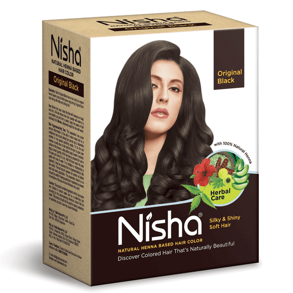 Nisha Rich Henna Hair Color, Permanent Black Hair Color Dye, Full Grey Coverage, Natural Black, 2.12 oz