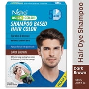 Nisha Shampoo Hair Color | Men & Women | 100% Grey Coverage in 5 Minutes | Dark Brown | 20mL X 3 Sachets, Box