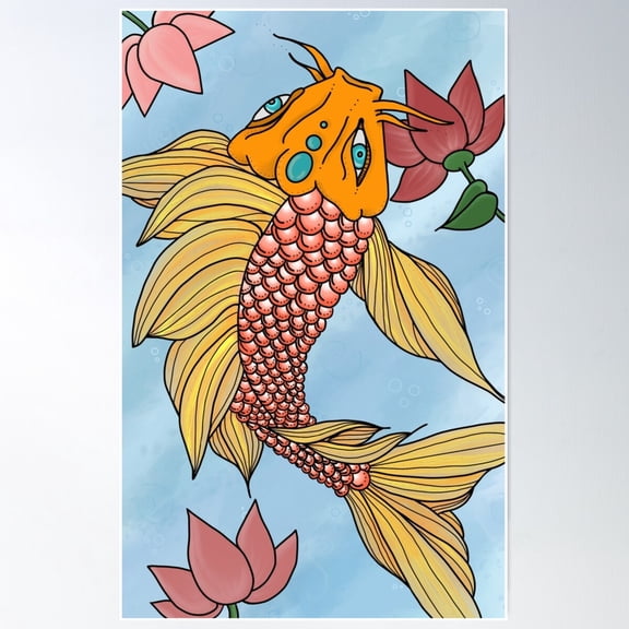 Nishikigoi Poster Wall Art, Modern Wall Decor For Living Room Bedroom, 24x36 UNFRAMED