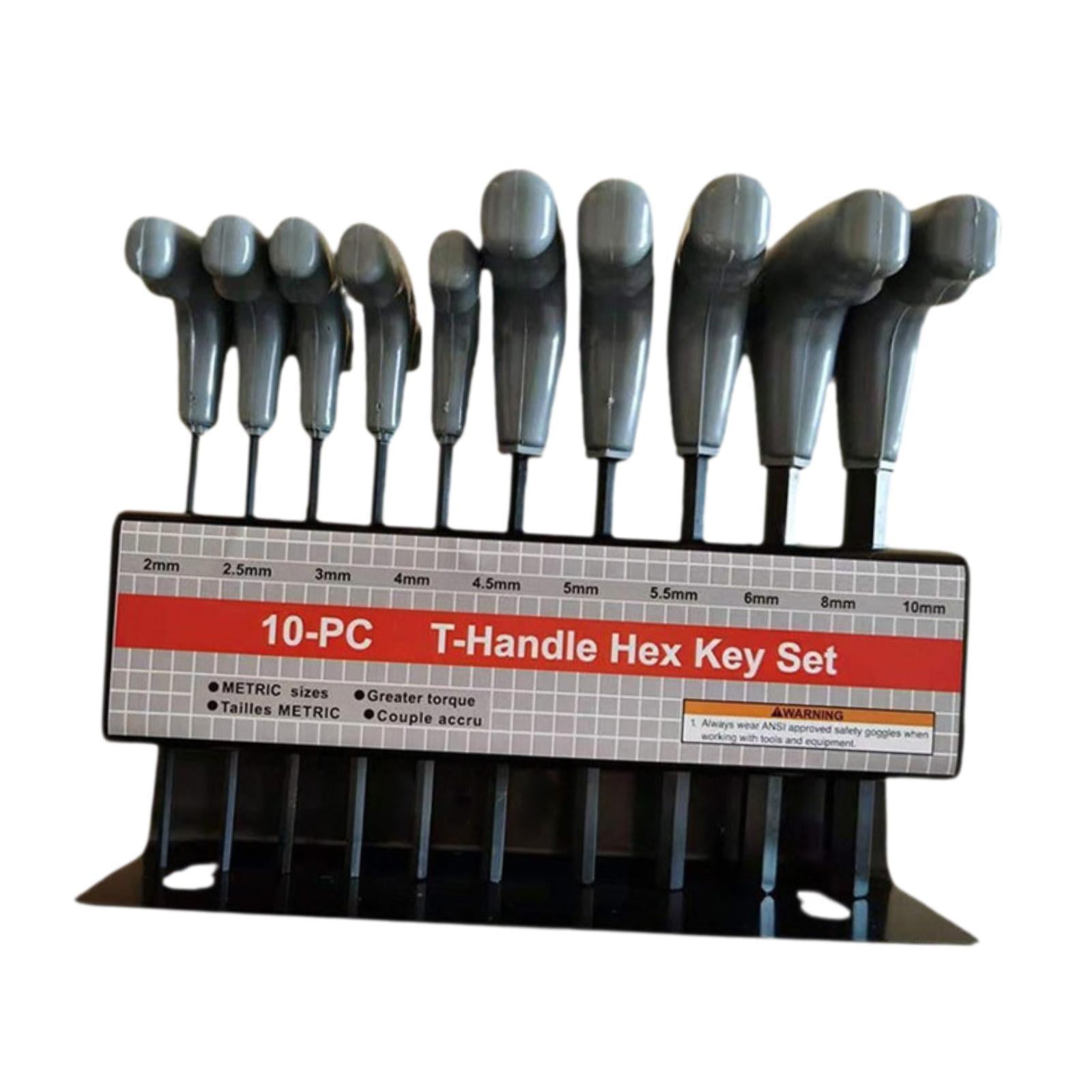 Nishiyuenyi 10 Pieces Generic T Handle Allen Wrench Set Hand Tools Professional Tool Hex Key Metric