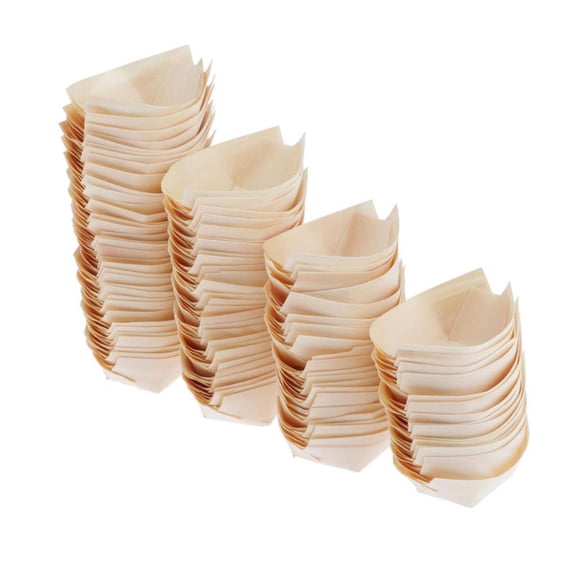Nishiyuenyi 100 Pieces Boat Food Container Multipurpose Handmade Appetizer Wooden Sushi Boat 24.5cmx12.5cm