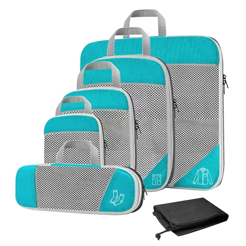 Nishiyuenyi 1Set Compression Packing Cubes Luggage Organizer Travel Keeping Organized Sky Sky Blue 6Pcs