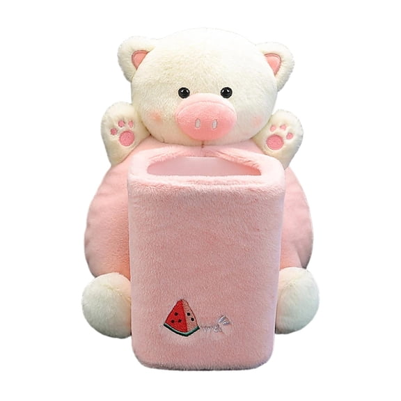Nishiyuenyi 2-in-1 Cute Car Cartoon Tissue Box Cartoon Tissue Holder Animal Tissue Box Short Pig