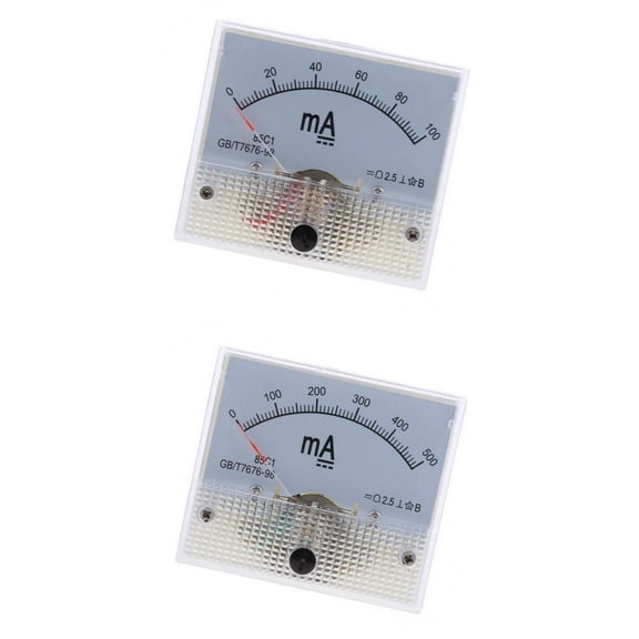 Nishiyuenyi 2PC DC Analog Ammeter Panel AMP Current Meter DC Amp Meter 0-100mA 0-500mA Range