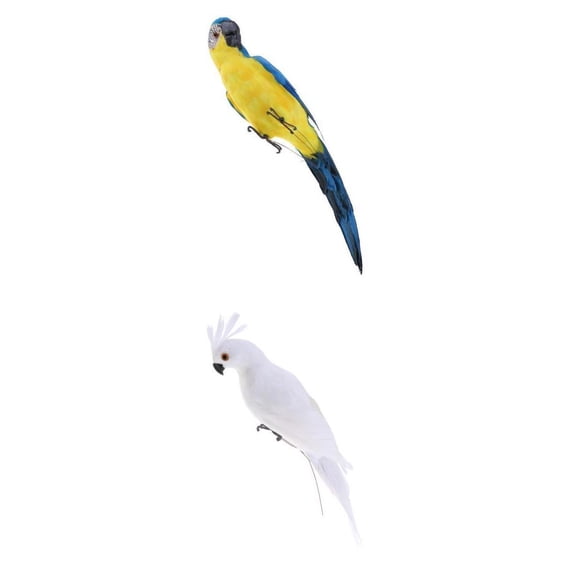 Nishiyuenyi 2pcs Artificial Parrot Bird Feathered Birds Model Home Garden Decoration
