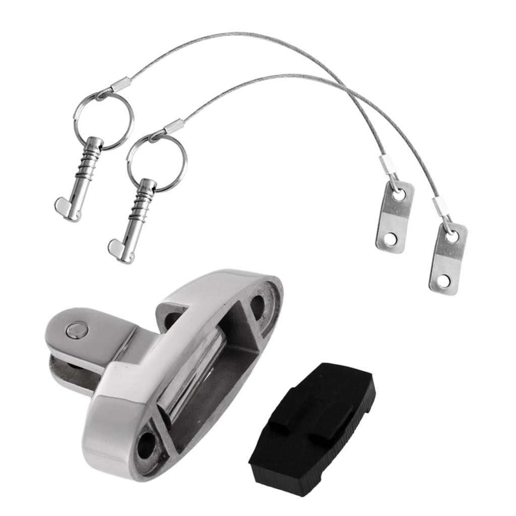 Nishiyuenyi 2pcs Quick Release Pin & Lanyard + Marine Boat Bimini Top Swivel Deck Hinge