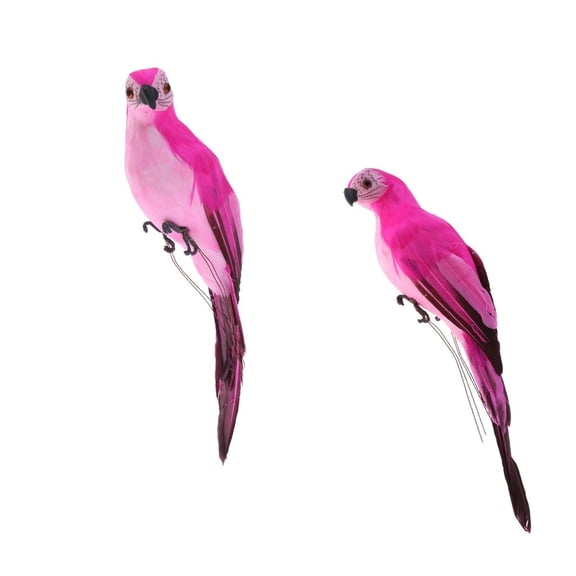 Nishiyuenyi 2x Realistic Macaw Parrot Rose Red Lifelike Bird Ornament Artificial Feathered