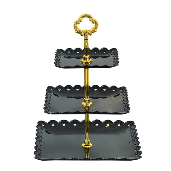 Nishiyuenyi 3 Layers Cake Stand Dessert Tower Display Rack Serving Tray Multipurpose Cupcake Black