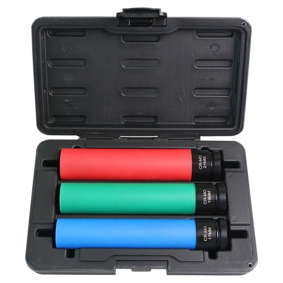 Nishiyuenyi 3 Pieces Wheel Protector Impact Sockets Lug Nut Sockets Deep Thin Wall Sockets 6 3 Piece Set